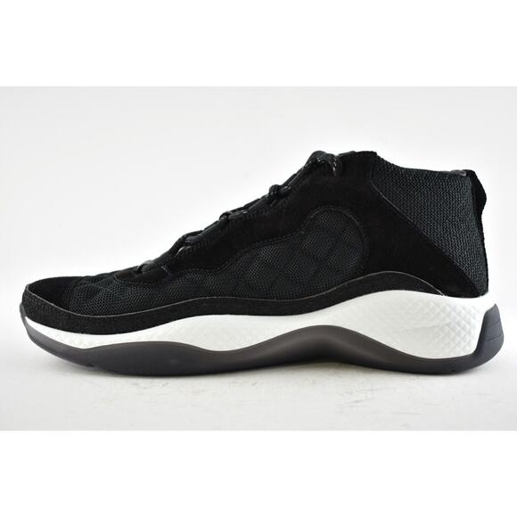 Chanel 21B Mens Black Suede White CC Logo Lace Up Mid Top Trainer Sneaker 44 11 - Picture 9 of 12